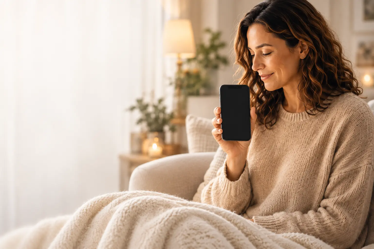 A woman recording a personal voice memory on her phone
